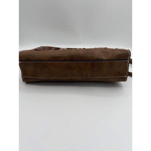 Justin Western Jacquard Crossbody Purse Aztec Southwest Festival Boho Brown - Picture 7 of 7